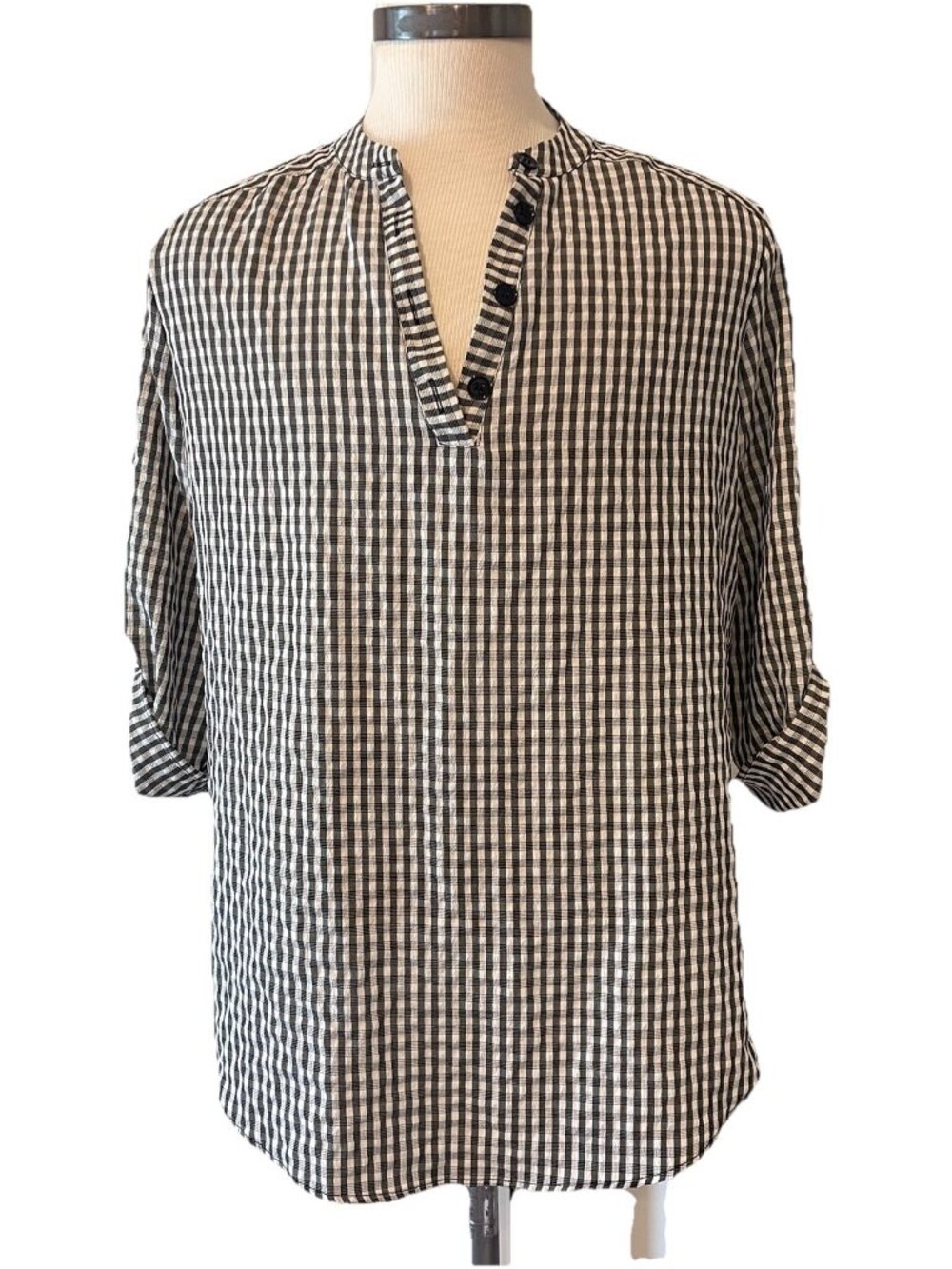 Studio JPR Women Plus Size 1X Black White Tunic Top Blouse 3/4 Sleeve